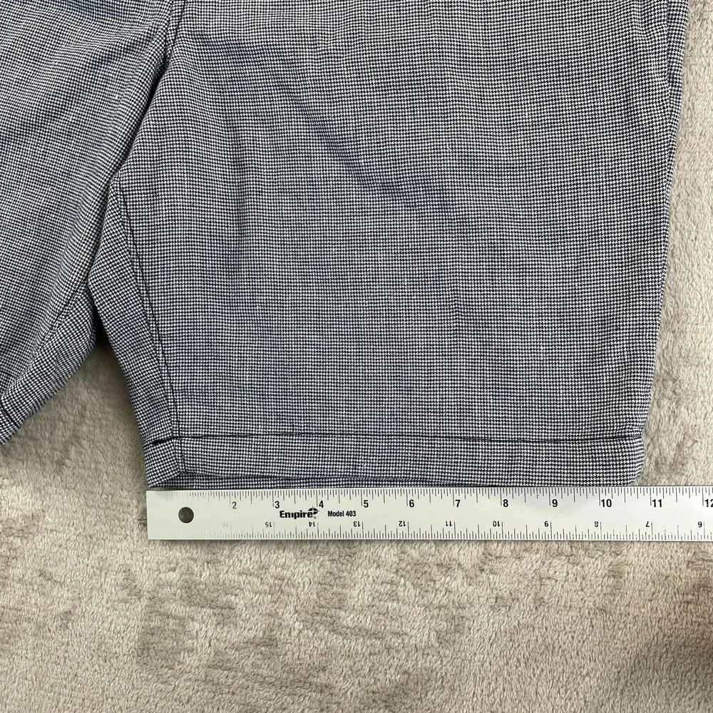 Banana Republic Aiden Shorts Men 35 Blue Houndstooth Linen Blend Chino Casual